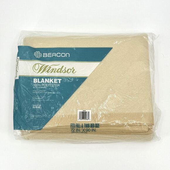 Beacon Other - NEW Beacon Windsor Bone Satin Trim 72" x 90" Full Twin Bed Size Blanket Poly USA